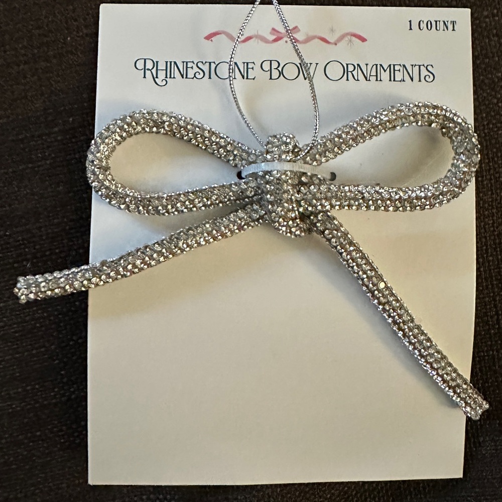 Rhinestone-looking Lurex Bow Ornament